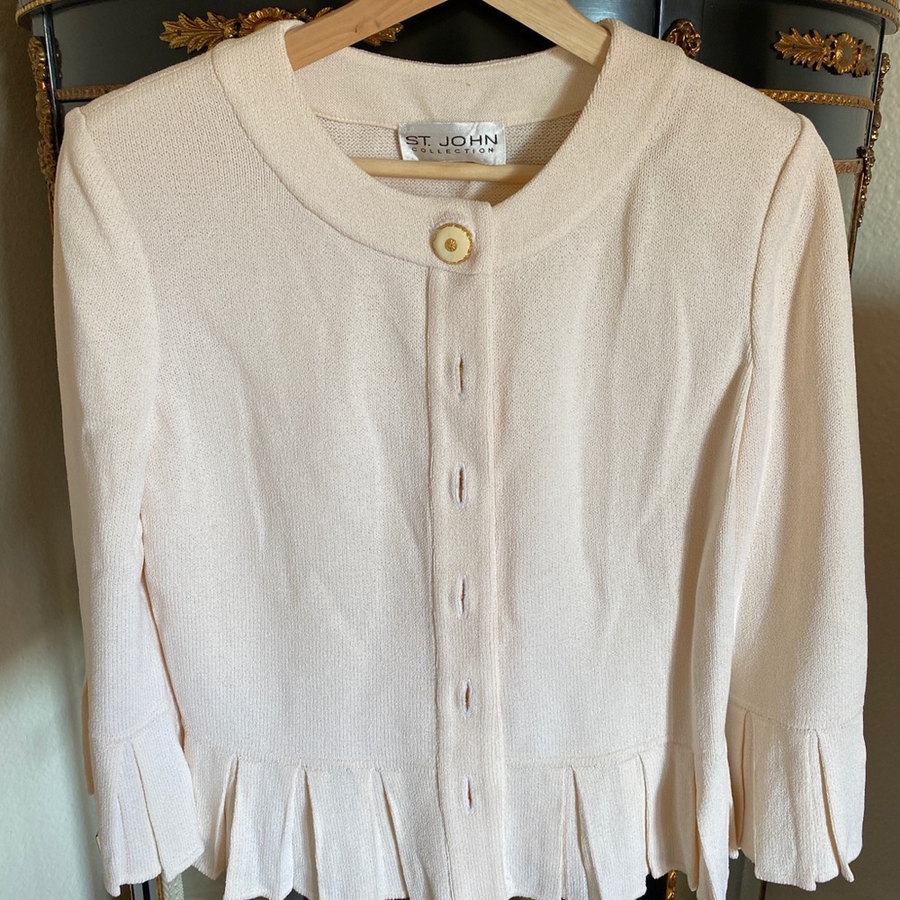 Vintage ST.JOHN Knit Cream Button Blouse Top